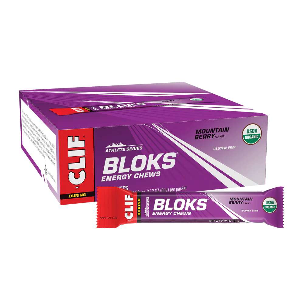 Clif Bloks Energy Chews – Mountain Berry Flavor / Box of 18 chews