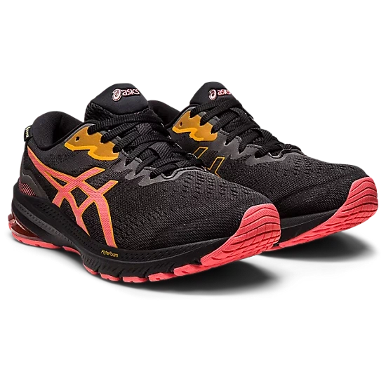 Women's Asics GT-1000 11 GTX Black/Papaya-SOULIER, shoes-33-OFF