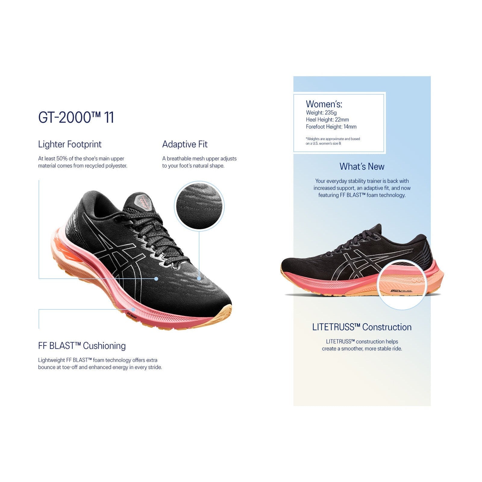 Women's Asics GT-2000 11 Black/Pure Silver-33-OFF