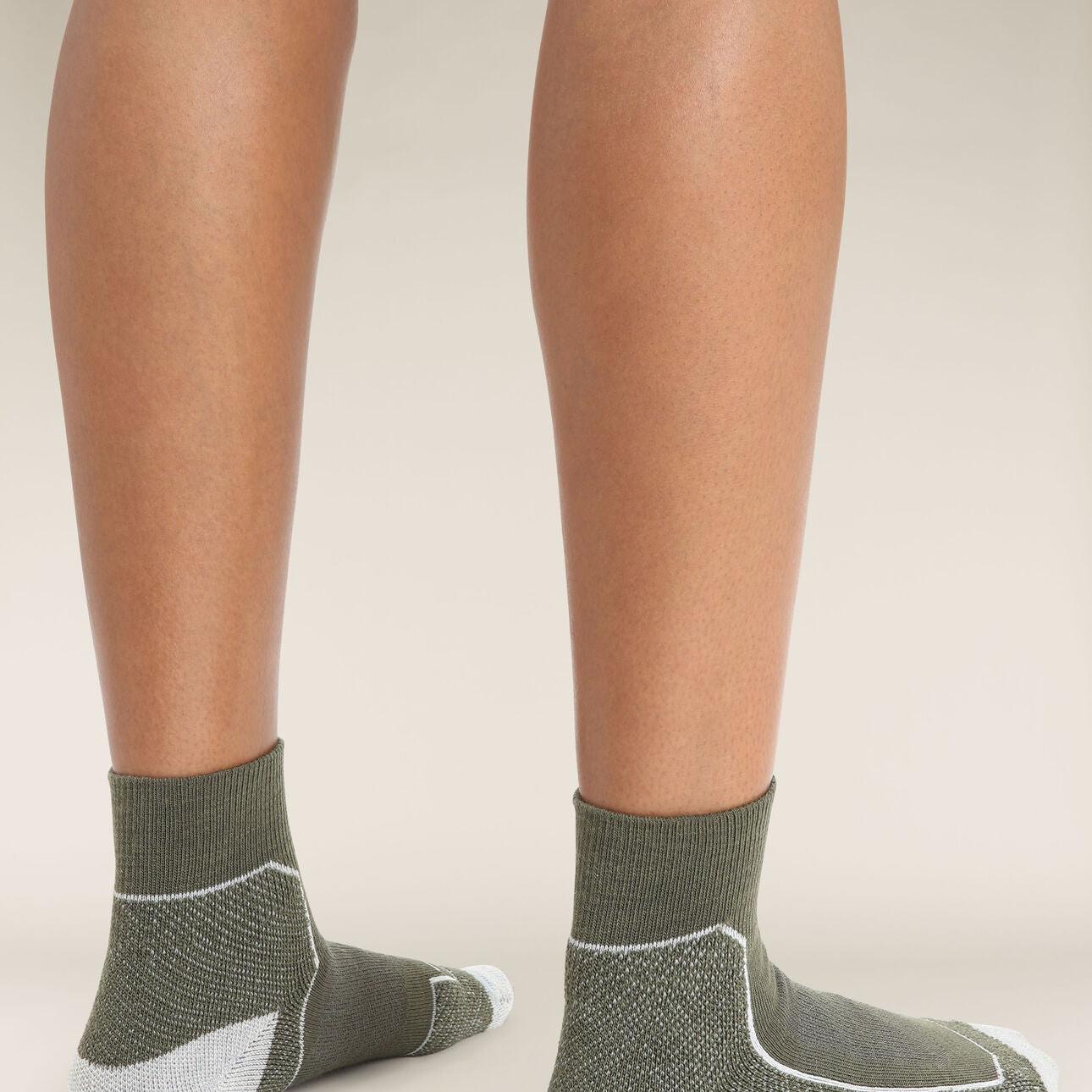 Women's Icebreaker Merino Hike+ Light Mini Socks Loden/Blizzard Heather-Apparel-33-OFF